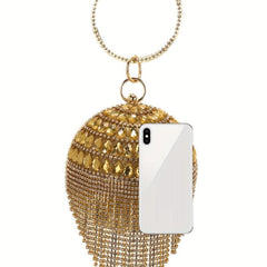 Glitter Rhinestone Evening Bag with Tassel Decor