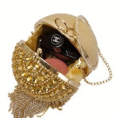 Glitter Rhinestone Evening Bag with Tassel Decor