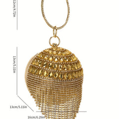 Glitter Rhinestone Evening Bag with Tassel Decor