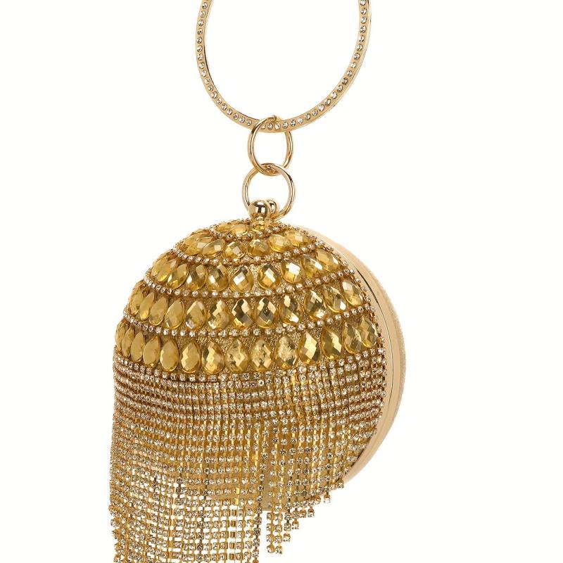 Glitter Rhinestone Evening Bag with Tassel Decor