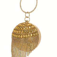 Glitter Rhinestone Evening Bag with Tassel Decor