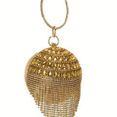 Glitter Rhinestone Evening Bag with Tassel Decor