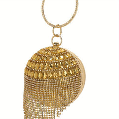 Glitter Rhinestone Evening Bag with Tassel Decor
