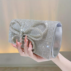 Rhinestone Butterfly Chain Clutch Bag Elegant PU Frame Evening Bag