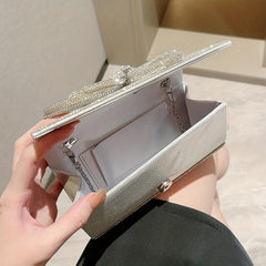 Rhinestone Butterfly Chain Clutch Bag Elegant PU Frame Evening Bag