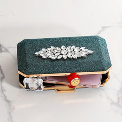 Rhinestone Glitter Chain Clutch Elegant Evening Bag