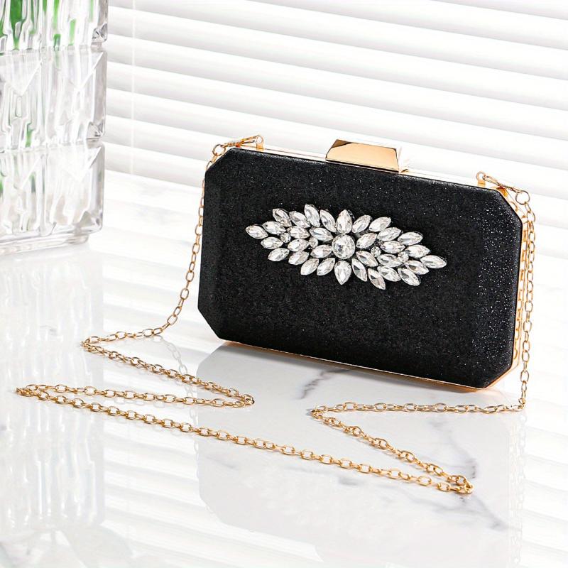 Rhinestone Glitter Chain Clutch Elegant Evening Bag