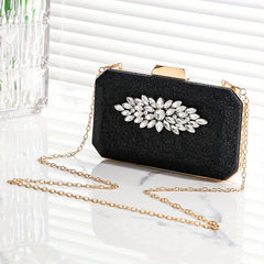 Rhinestone Glitter Chain Clutch Elegant Evening Bag