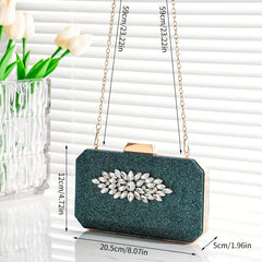 Rhinestone Glitter Chain Clutch Elegant Evening Bag