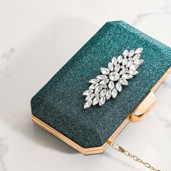 Rhinestone Glitter Chain Clutch Elegant Evening Bag