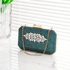 Rhinestone Glitter Chain Clutch Elegant Evening Bag