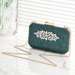 Rhinestone Glitter Chain Clutch Elegant Evening Bag