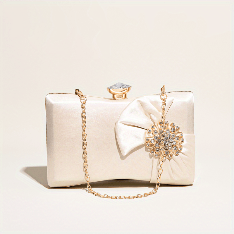 Evening Clutch Bag Rhinestone Decor Shoulder Chain Bag For Party