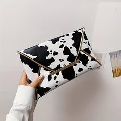 Cow Print Clutch Bag Envelope Handbag for Banquet Dinner Party