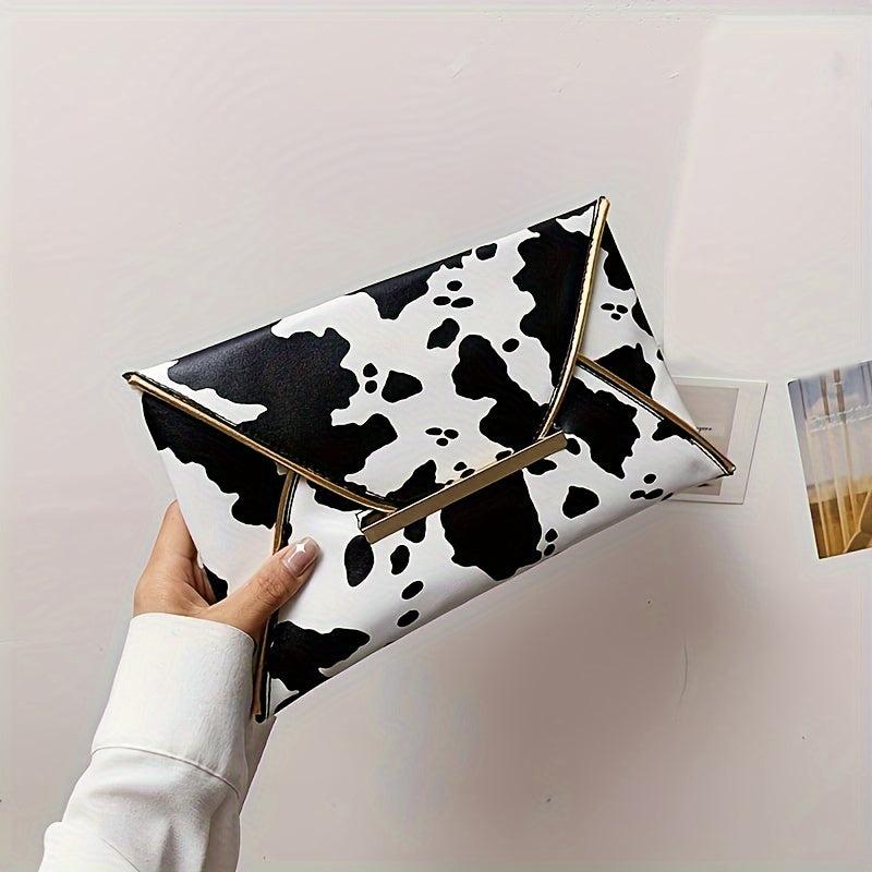 Cow Print Clutch Bag Envelope Handbag for Banquet Dinner Party