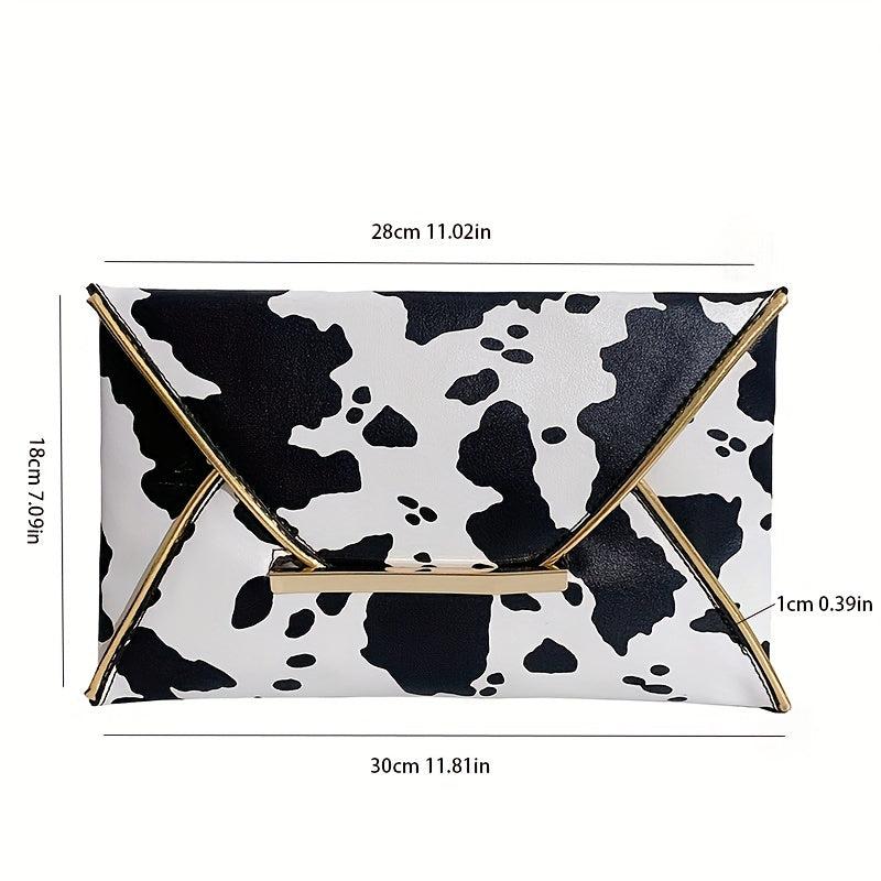 Cow Print Clutch Bag Envelope Handbag for Banquet Dinner Party