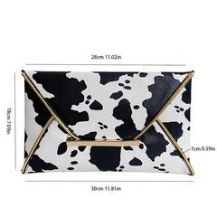 Cow Print Clutch Bag Envelope Handbag for Banquet Dinner Party