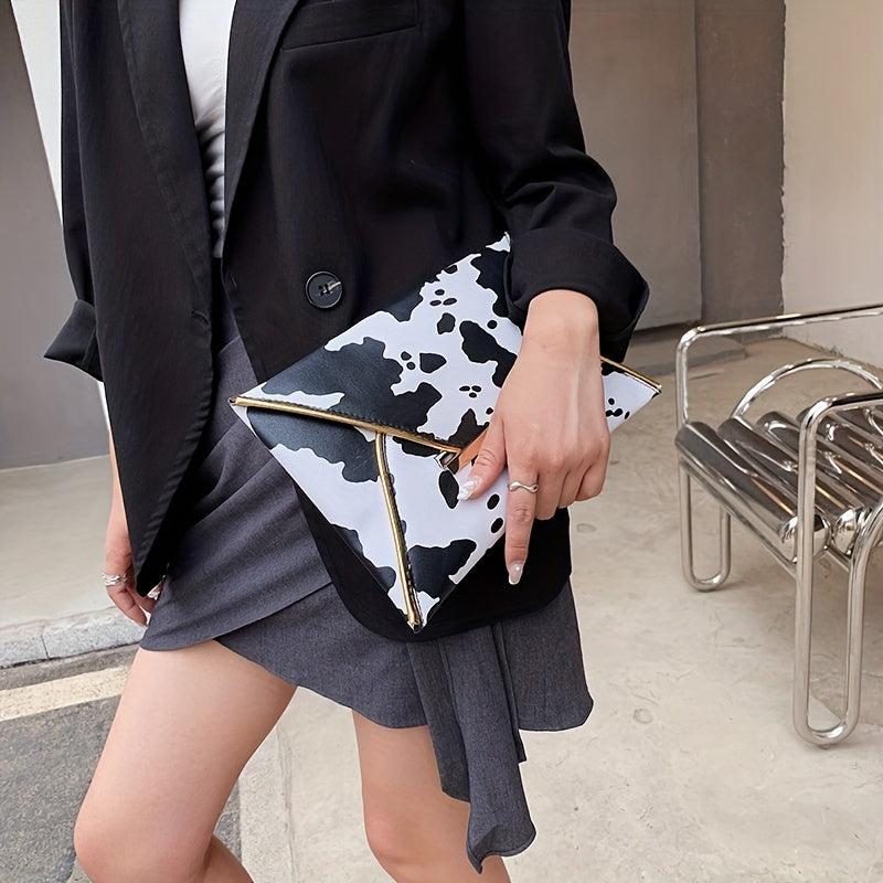 Cow Print Clutch Bag Envelope Handbag for Banquet Dinner Party