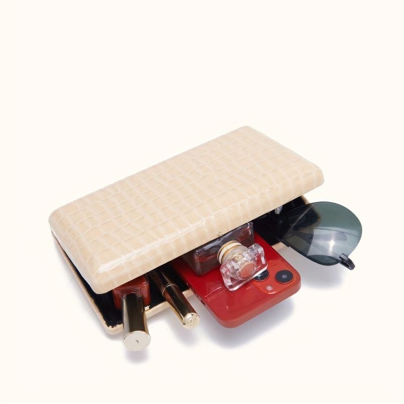 Stone Pattern Metal Chain Clutch Evening Bag