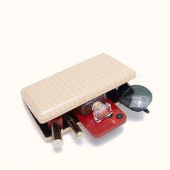 Stone Pattern Metal Chain Clutch Evening Bag