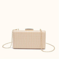 Stone Pattern Metal Chain Clutch Evening Bag