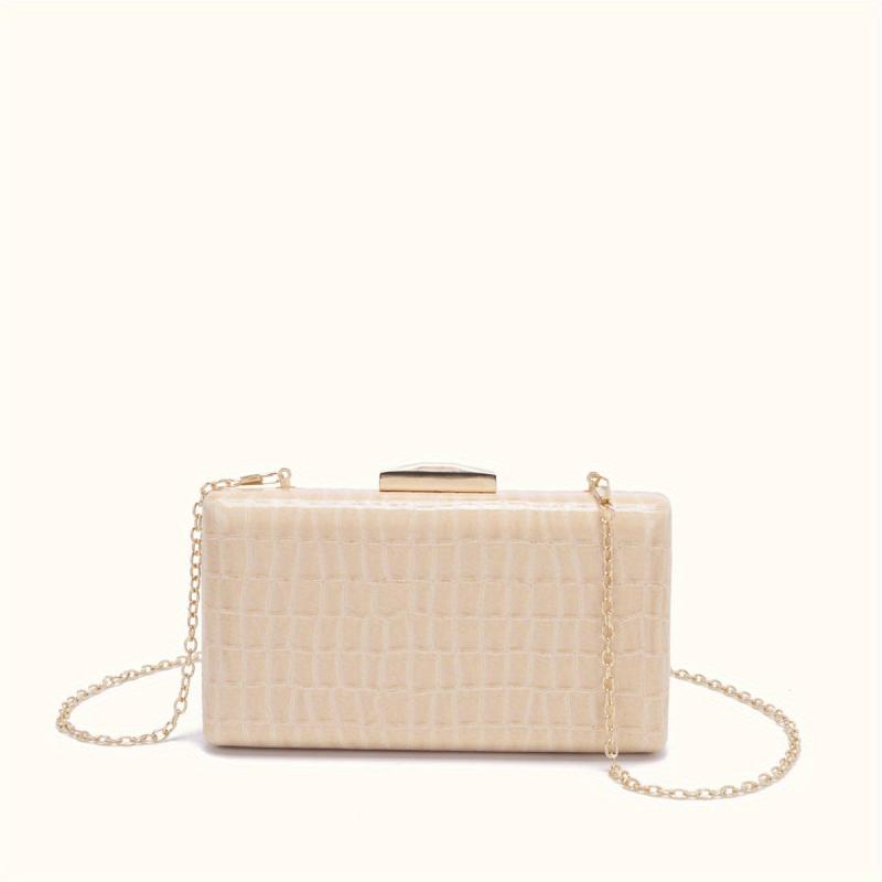Stone Pattern Metal Chain Clutch Evening Bag