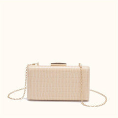 Stone Pattern Metal Chain Clutch Evening Bag