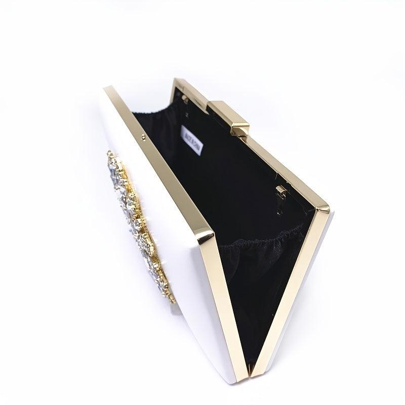 Flower Rhinestone Evening Bag Clutch Purse Wedding Party Handbag