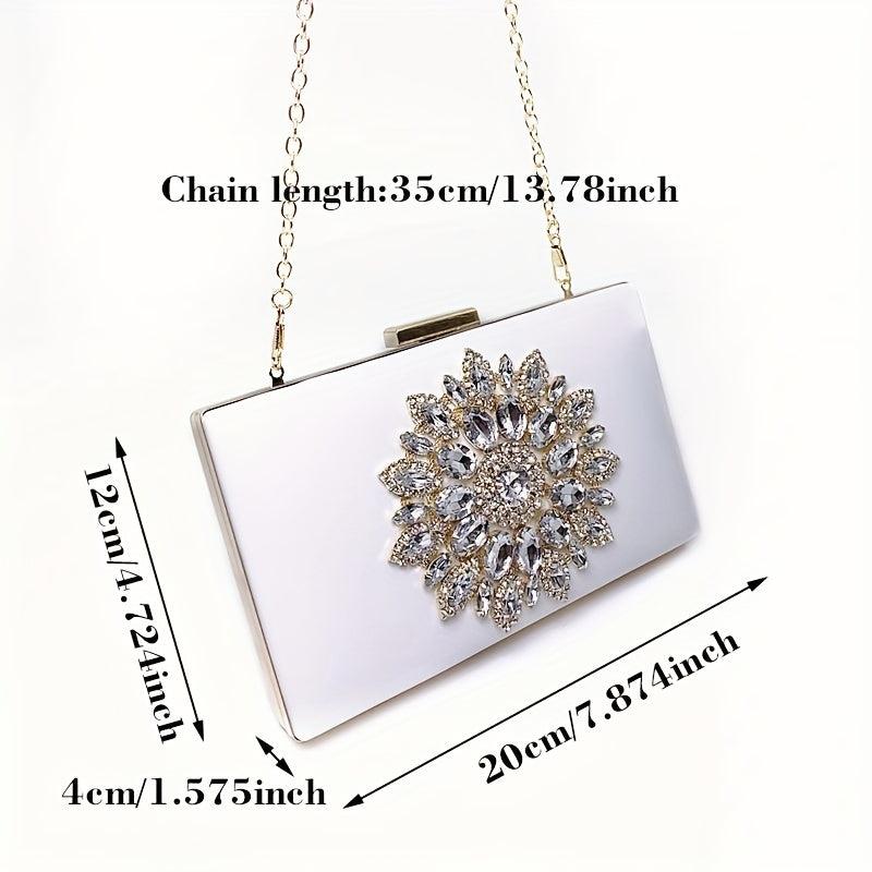 Flower Rhinestone Evening Bag Clutch Purse Wedding Party Handbag