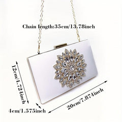 Flower Rhinestone Evening Bag Clutch Purse Wedding Party Handbag