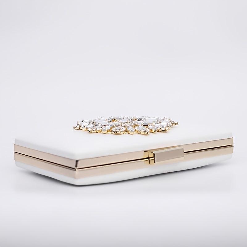 Flower Rhinestone Evening Bag Clutch Purse Wedding Party Handbag