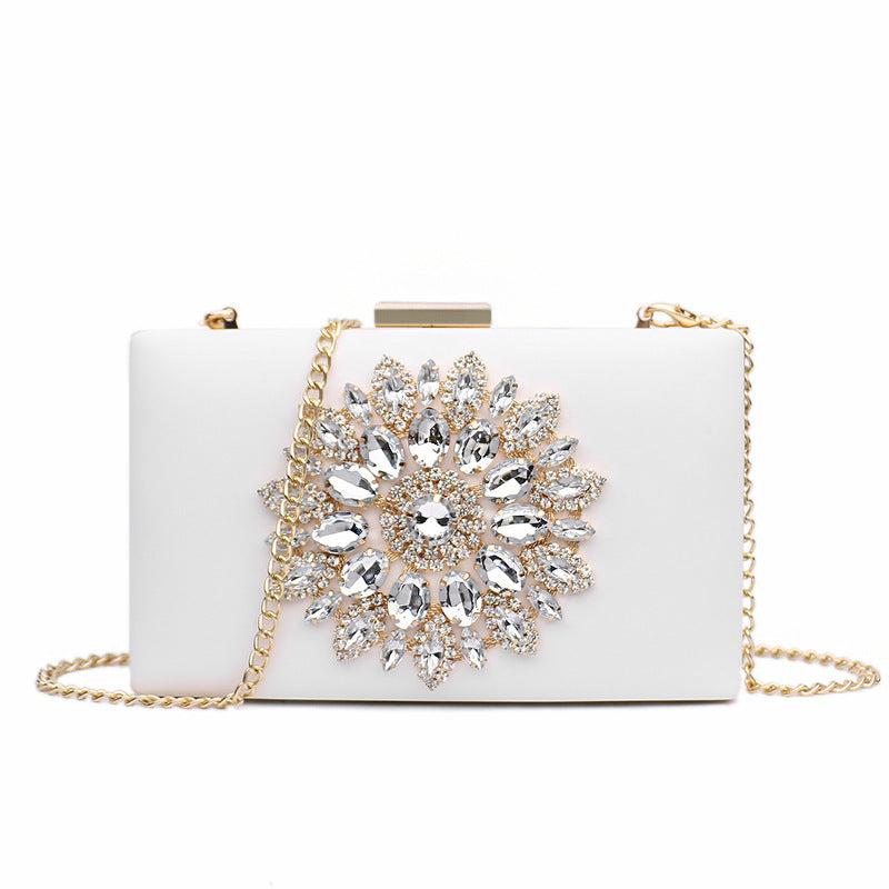 Flower Rhinestone Evening Bag Clutch Purse Wedding Party Handbag