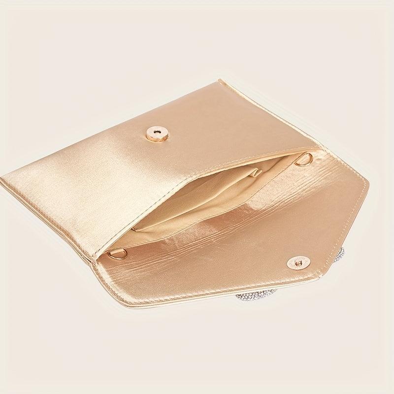 Rhinestone Bowknot Evening Bag Silk Clutch Purse Envelope Handbag