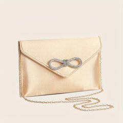 Rhinestone Bowknot Evening Bag Silk Clutch Purse Envelope Handbag