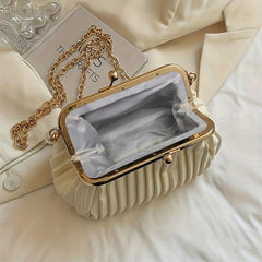 Ruched Evening Satchel Bag with Beaded Strap