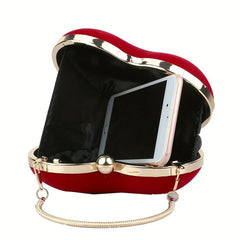 Heart Shape Clutch Purse Velvet Evening Bag For Wedding