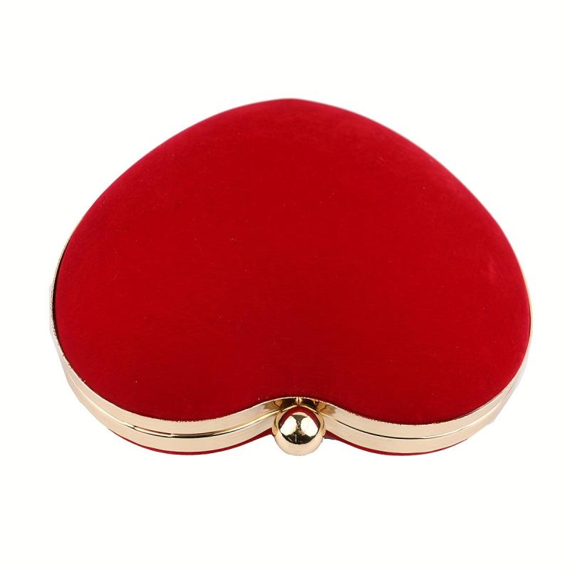 Heart Shape Clutch Purse Velvet Evening Bag For Wedding