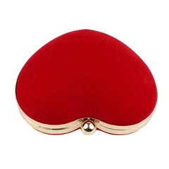 Heart Shape Clutch Purse Velvet Evening Bag For Wedding