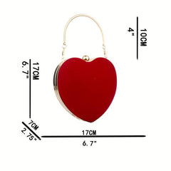 Heart Shape Clutch Purse Velvet Evening Bag For Wedding