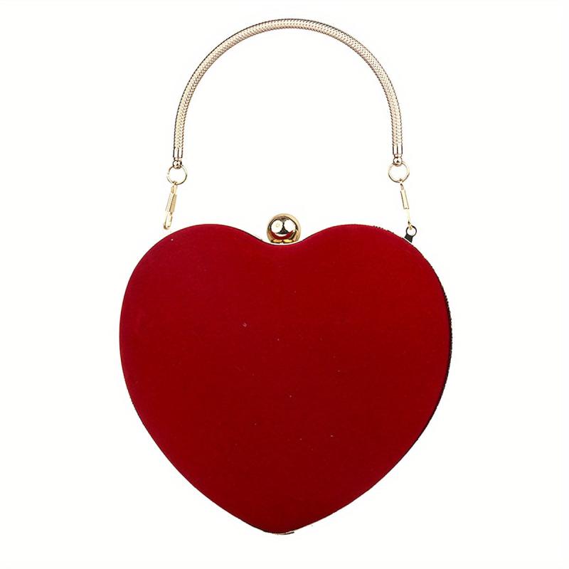 Heart Shape Clutch Purse Velvet Evening Bag For Wedding