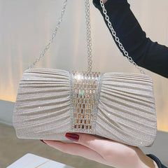 Glitter Ruched Evening Bag Sparkling Clutch Purse for Women