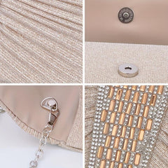 Glitter Ruched Evening Bag Sparkling Clutch Purse for Women