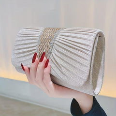 Glitter Ruched Evening Bag Sparkling Clutch Purse for Women