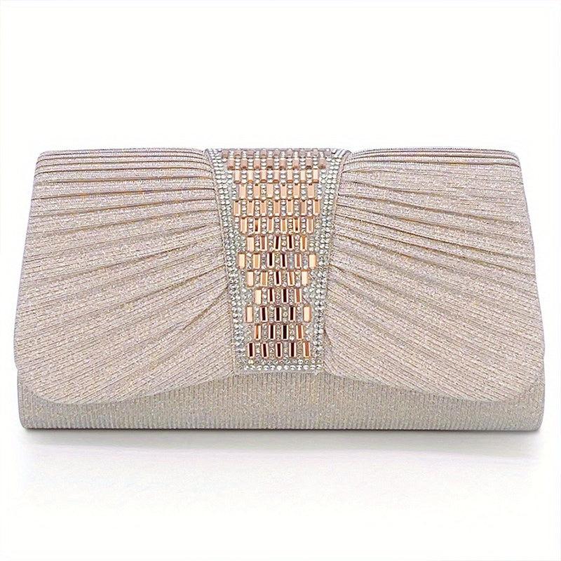 Glitter Ruched Evening Bag Sparkling Clutch Purse for Women