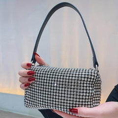 Rhinestone Bucket Shoulder Bag Glitter Clutch Purse for Party