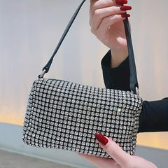 Rhinestone Bucket Shoulder Bag Glitter Clutch Purse for Party