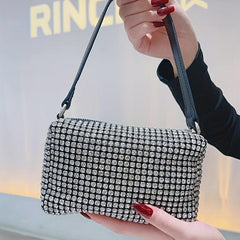 Rhinestone Bucket Shoulder Bag Glitter Clutch Purse for Party