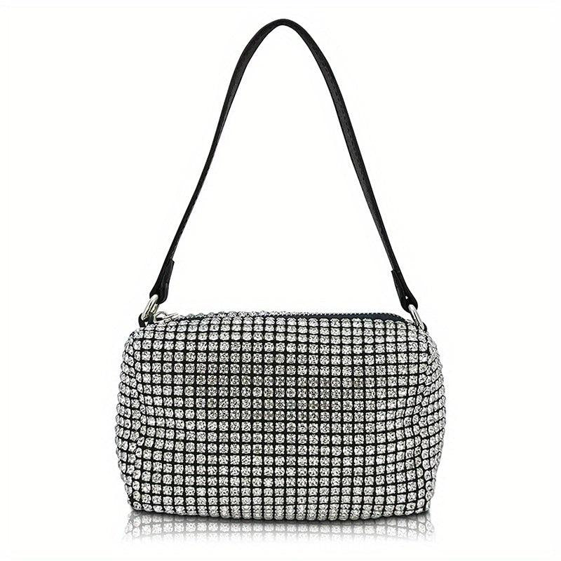 Rhinestone Bucket Shoulder Bag Glitter Clutch Purse for Party