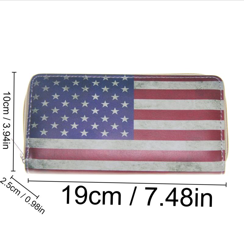 Flag Pattern Long Wallet Independence Clutch Purse