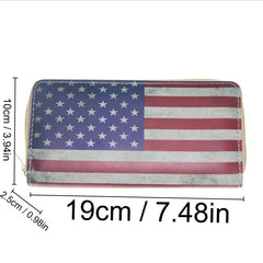 Flag Pattern Long Wallet Independence Clutch Purse